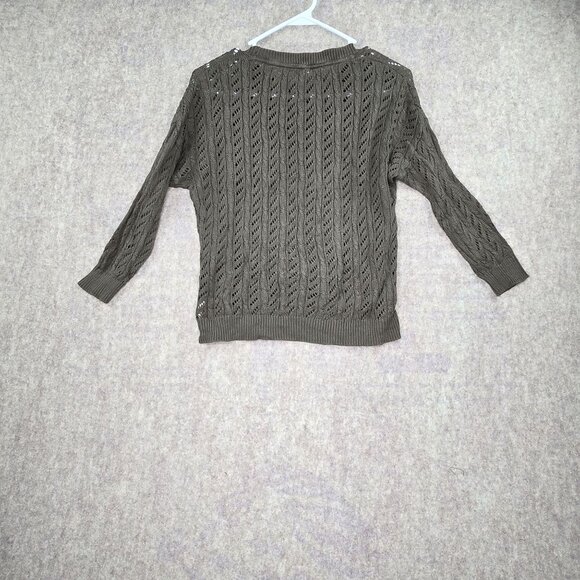 Xhilaration Women’s Small Olive Green Open Knit Lightweight Sweater 100% Cotton - Picture 2 of 6